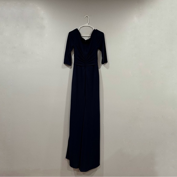 La Femme 26955 Navy Ruched Jersey Gown 10 - Picture 6 of 7